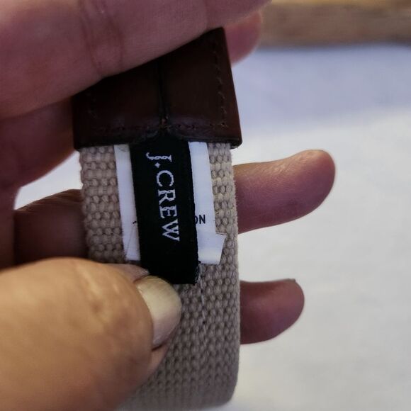 J crew vintage brown leather and canvas webbing belt - Picture 5 of 13